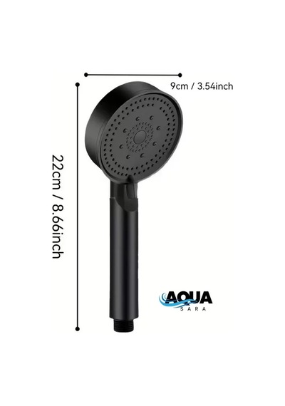 Aqua Sara Siyah 5 Fonksiyonlu Yüksek Basınçlı Ayarlanabilir Duş Başlığı