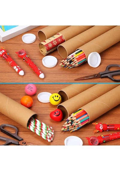 Postüp 5 Adet Kapaklı Silindir Kutu Karton Rulosu 5 Cm X 45 Cm