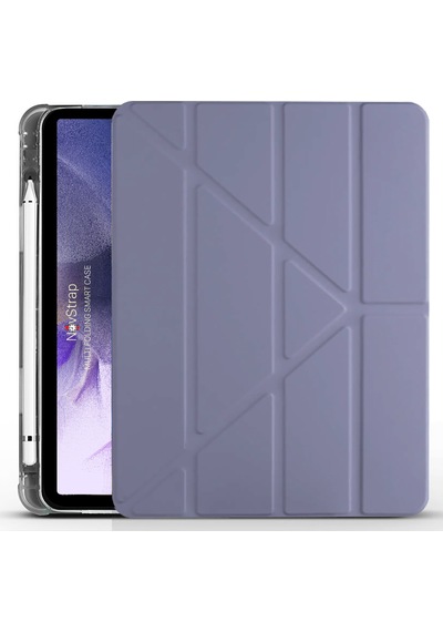 NovStrap Samsung Galaxy Tab S7 Fe Lte T730 T735 T737 Uyumlu Kılıf Smart Kalem Bölmeli Trifold Stand