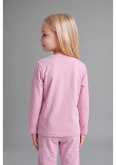 Defacto Bisiklet Yaka Baskılı Üst Lastikli Paça Alt 2li Pijama Takımı Kız Bebek I1003a526aupr139 Mor-pr139
