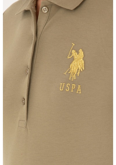 U.S. Polo Assn. Kadın Haki Basic Polo Yaka Tişört 50280071-VR027