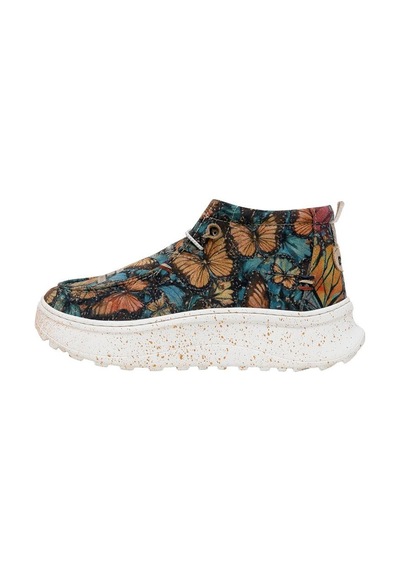 Kadın Vegan Deri Krem Bot - Moths And Butterflies Tasarım Multicolor