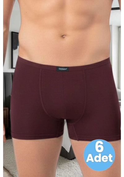 Tezzgelsin Erkek Pamuklu 6'lı Modal Boxer Bordo