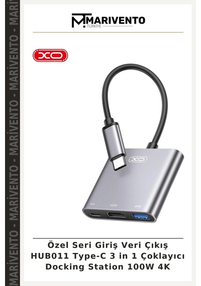 Özel Seri Giriş Veri Çıkış Hub011 Type-c 3 İn 1 Çoklayıcı Docking Station 100w 4k
