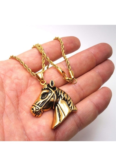 At Başı Horse Unisex Kolye Zincir - Sevgiliye - Eşe- Babaya - Arkadaşa Kolye