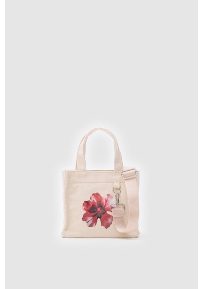 Shule Bags Salva Mini Desenli Kanvas Çapraz Çanta Krem Krem