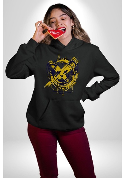 Sebep Olmadan Mutlu Ol Kadın Erkek Siyah Kapüşonlu Sweatshirt Hoodie Siyah