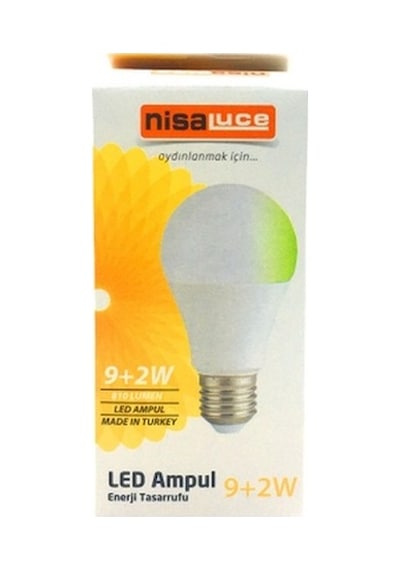 9+2w E27 Beyaz-yeşil Led Ampul 5639 .