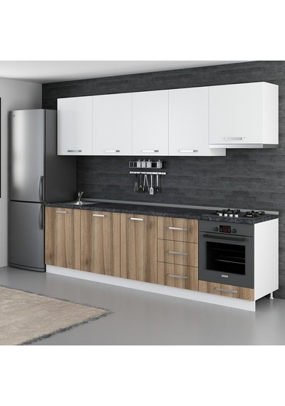 Minar 280 Cm Mutfak Dolabı Beyaz Dore 280-d5