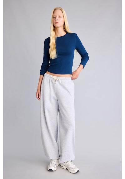 Defacto Loose Fit Beli Bağcıklı Kalın Kumaş Eşofman Altı I6399ax26augr256 Gri-gr256