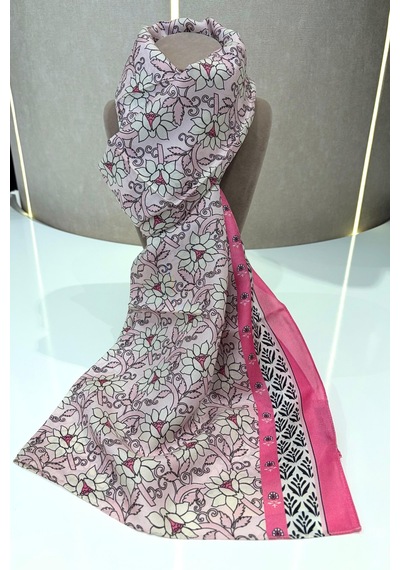 Cardion Lunira Silk Pamuk İpek Şal Sweet Line Pembe