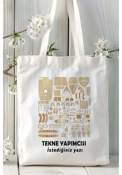 Art Hediye Tekne Yapımcısı Baskılı Bez Omuz Çantası Kişiye Özel Model 2 Çok Renkli