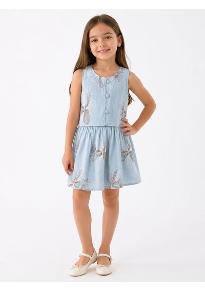 Kidscocuk Kız Çocuk İşleme Detaylı Yelek Etek Takımı Müslin Kumaş Beli Lastikli Yazlık Takım 3-10 Yaş Açik Mavi Kidscocuk Kız Çocuk İşleme Detaylı Yelek Etek Takımı Müslin Kumaş Beli Lastikli Yazlık Takım 3-10 Yaş Açik Mavi