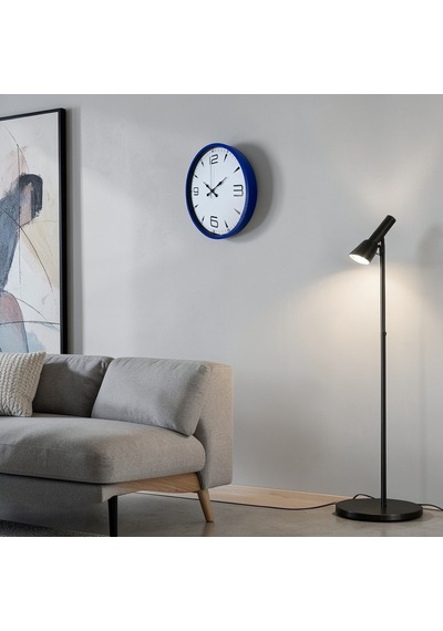 Lacivert Çerçeveli Beyaz Kadran 36 Cm Duvar Saati Çok Renkli