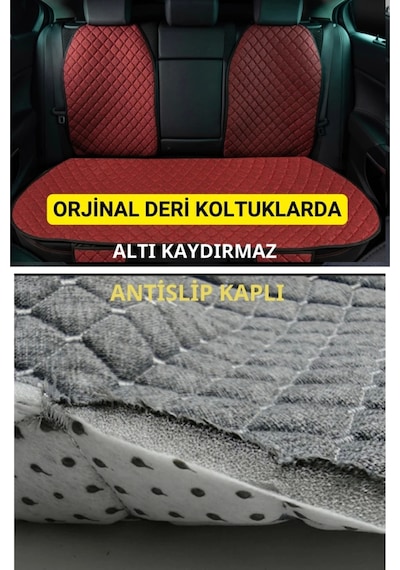 Hyundai Accent Era 2005-2011terletmez Kaymaz Keten Oto Minder Kılıf Komple Set 7 Parça Kırmızı Ön Ve Arka