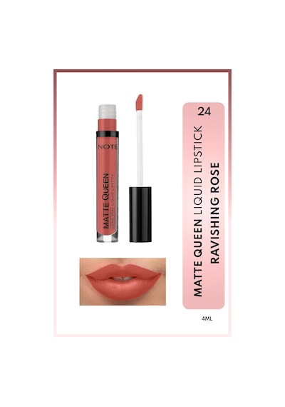 Note Cosmetique Matte Queen Lipstick Kalıcı Mat Likit Ruj - 24 Ravishing Rose - Nude