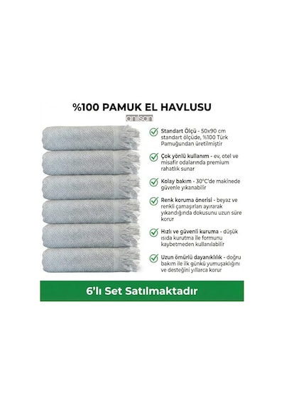 Tr 6 Li Jelena El Havlusu Seti 50x90 Cm - Yuzde 100 Pamuk Puskullu Havlu Yumusak Ve Emici Otel Spa Banyo Mutfak Icin Oek Diğer
