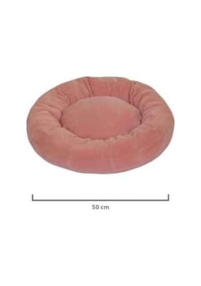 Kedi Ve Köpek Simit Yatağı 50 Cm Çap Polar Pembe-fuşya Açık Bej