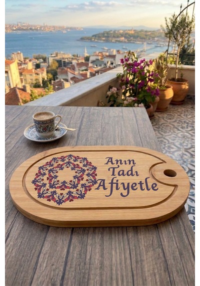 Kahve Keyfi Temalı Afilli Kahve Sunum Tablası Figür 11