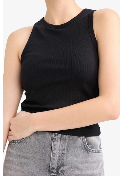 Defacto Slim Fit Dar Kesim Basic Düz Halter Yaka Fitilli Kaşkorse Pedli Atlet G0843ax25aubk81 Siyah