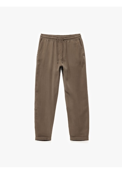 Koton Viskon Cep Detaylı Rayon Tapered Beli Bağcıklı Yazlık Pantolon Kahverengi 5sam40010hw Kahve