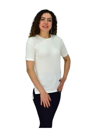 Kadın Yarım Kol Sıfıryaka Likralı Tişört Bgl-st04652 Beyaz