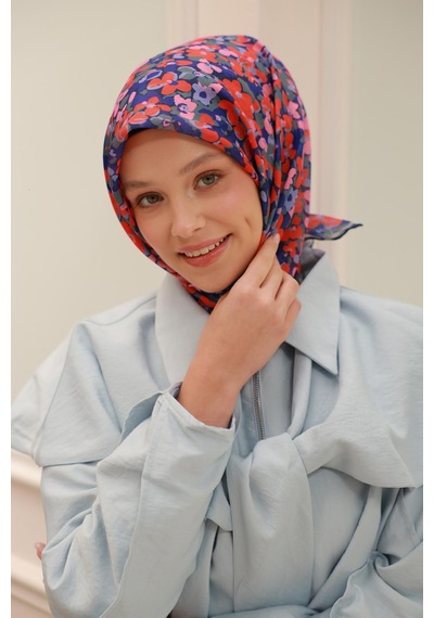 Silk Home Soft Eşarp 73081-21 Lacivert, Pembe, Turuncu, Yeşil Grilacivert, Pembe