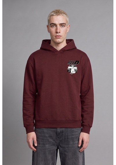 Defacto Initial D Lisanslı Boxy Fit Kapüşonlu Sweatshirt H4139ax26aubr230 Bordo-br230