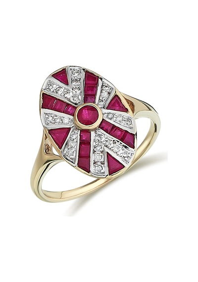 Reis Kuyumculuk T10355 Crest Ruby Altın Yüzük