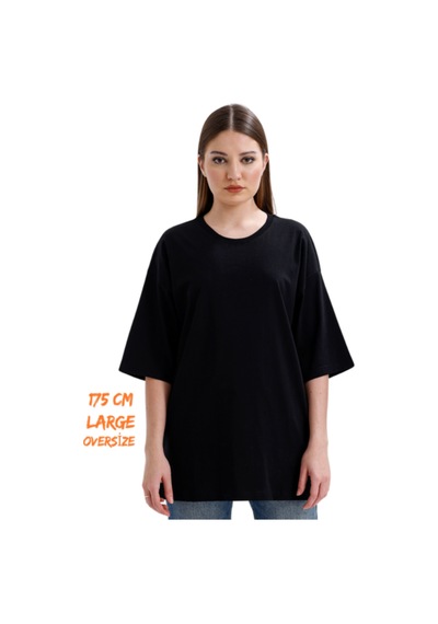 Pxm - %100 Pamuklu Oversize Tişört Siyah Siyah
