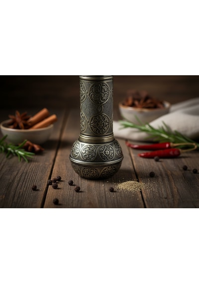 Zamak Metal Kalay Renk 3 Lü Set Karabiber,kahve,çörek Otu El Değirmeni Öğütücü Grinder Koyu Gri