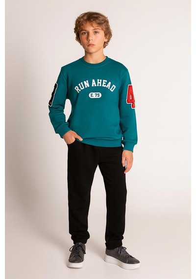 Erkek Çocuk Sweatshirt Eşofman Takımı Alt Üst 2 Parça 4055-y Yeşil