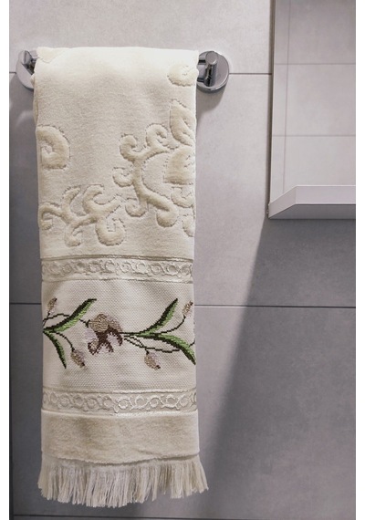 Etamin Nakışlı Jakarlı Kadife El Yüz Havlusu - 50x90 Cm- Kapuçino Cappuccıno Cappuccino
