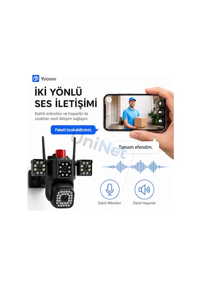 Uninet 12v 4g Sım Kartlı Dış Mekân Güvenlik Kamerası Gece Görüşlü, Hareket Algılamalı, Çift Yönlü Ses Özelliği