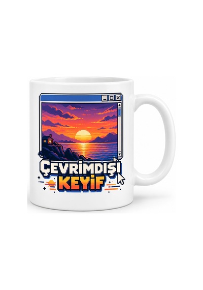 Çevrimdışı Keyif Tasarımlı Porselen Kupa - Model 672 Diğer