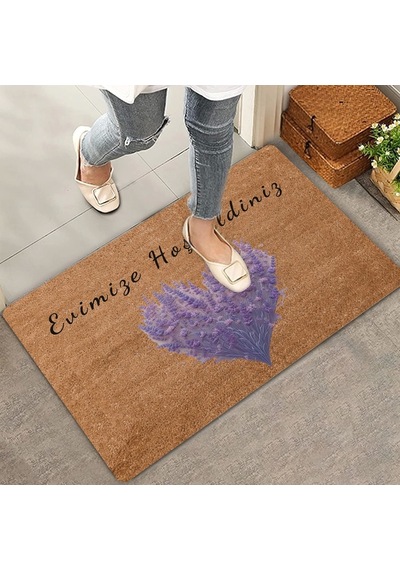 Valerine Life Sadakat Sembolü Lavanta Evimize Hoş Geldiniz Kapı Önü Paspası 45x70cm