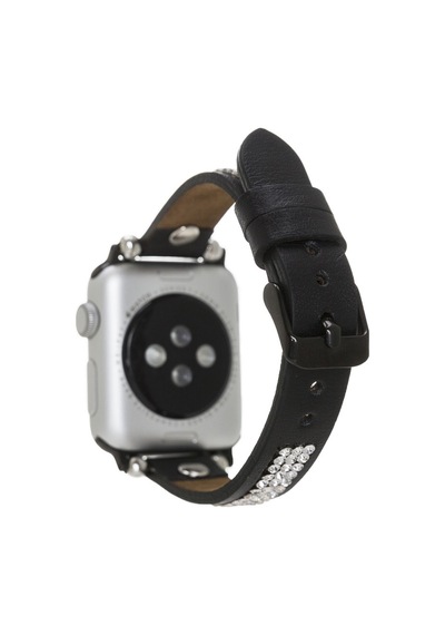 Apple Uyumlu Watch    Deri Kordon 38-40-41mm Taşlı St Rst1