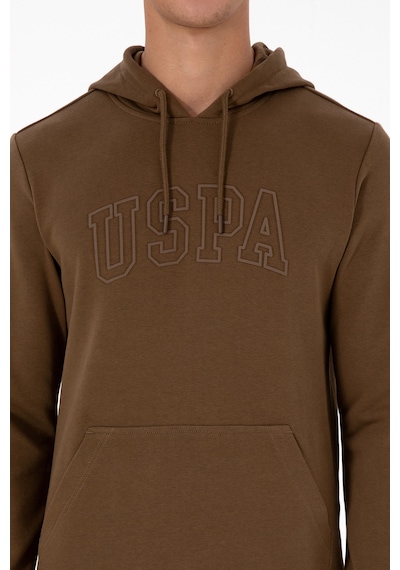 U.S. Polo Assn. Erkek Regular Fit Kapüşonlu Haki Basic Sweatshirt 50315663-VR027