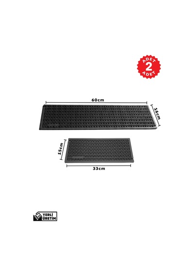2 Li Avantaj: Çok Amaçlı Kauçuk Set, Bar Mat, Bulaşık Kurutma, Tencere Altlığı, Saksı Altlığı 6016-1533set Siyah