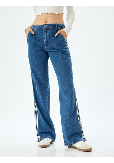 Koton Düz Paça Kot Pantolon Şerit Detaylı Düğmeli Normal Bel Pamuklu - Longer Straight Jeans Koyu İndigo 5wal40159md Koyu İndigo Koton Düz Paça Kot Pantolon Şerit Detaylı Düğmeli Normal Bel Pamuklu - Longer Straight Jeans Koyu İndigo 5wal40159md Koyu İndigo