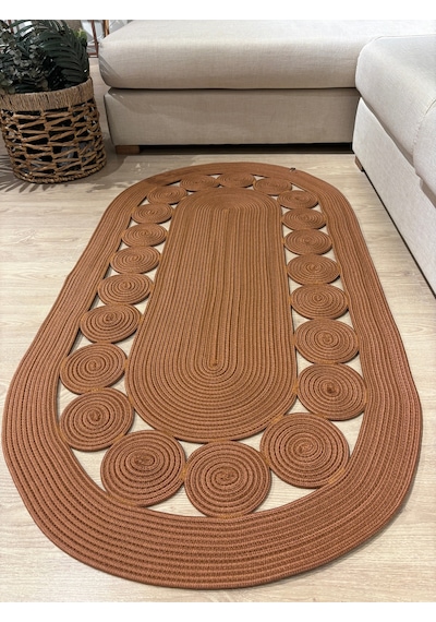 Mavaux Cookie Jüt Hasırlı El Örgüsü Kilim Natural