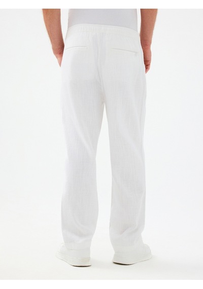 Regular Fit Erkek Pantolon Beyaz