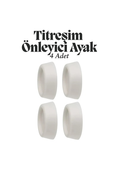 4'lü Çamaşır Bulaşık Makinesi Titreşim Önleyici Ayak Yükseltici Siyah Eşya Altlığı Ses Önleyici Ayak Beyaz