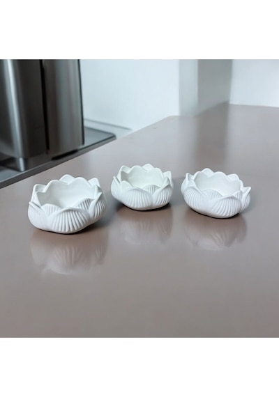 Bernami Mumluk Şamdanpinterest 3 Lü Lotus Çiçeği & Dekoratif Mumluk & Hediyelik Eşya & Tealight Mumluk & Dekor Süs & Alçı Mumluk Diğer