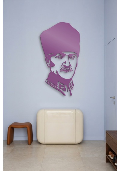 Atatürk Metal Duvar Tablosu - Duvar Sanatı - Duvar Dekoru - Mor