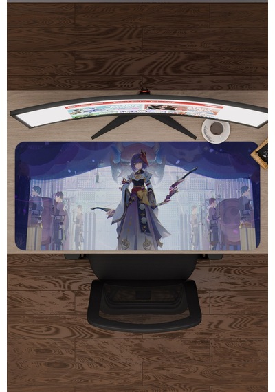 Kujou Sara Genshin Impact Anime Oyuncu V1 - 90x40 Xxl Gaming Mouse Pad Fare Altlığı