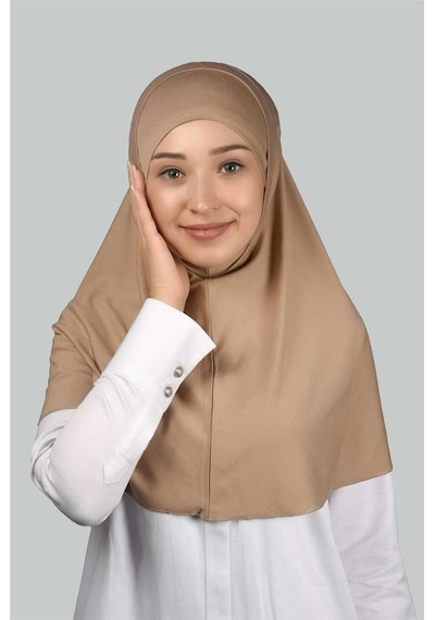 Altobeh İkili Set Pratik Eşarp Hazır Türban Ve Hijab Tesettür Bonesi Koyu Bej