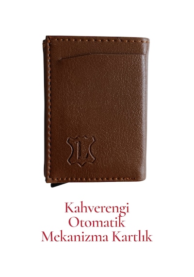 Organıcyou Yıwushı Otomatik Mekanizma Kartlık Unisex 9 Kart Bölme Pu Deri Yüksek Kaliteli Koyu Kahverengi