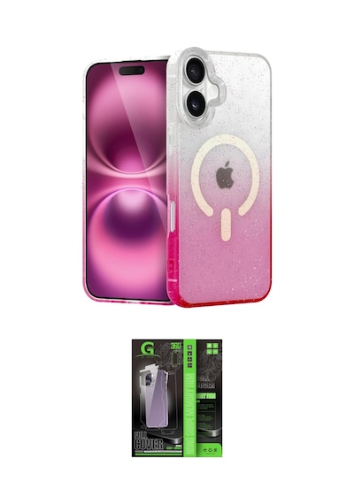 Cep 20-26 Apple Uyumlu İphone 16 Kılıf Eksen Minimal Özel Seri İkili Koruma Seti Najmaddin Pembe