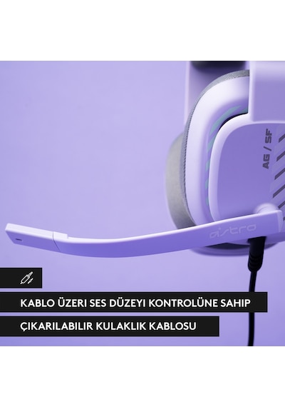 Logitech Astro A10 Kablolu Bilgisayar Için Oyuncu Kulaklığı, Lila